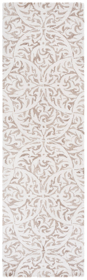 Safavieh Pine Hand Tufted Area Rug - Luxurious Floral Design For Elegant Home Décor, Crafted In India Beige ,Ivory 85% Wool,15% Cotton Pne404b-4