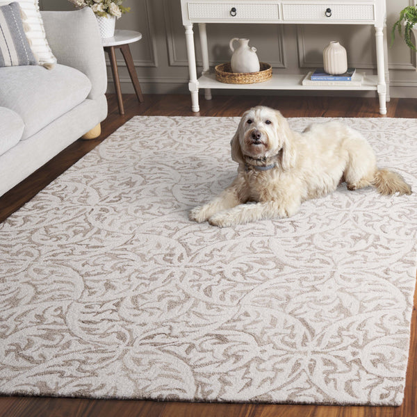 Safavieh Pine Hand-tufted Floral Runner Rug - Luxurious Wool Blend, Perfect For Hallways & Living Spaces Beige ,Ivory 85% Wool,15% Cotton Pne404b-5