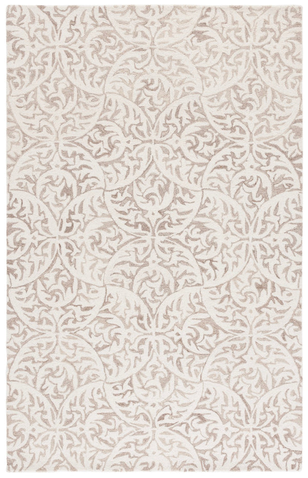 Safavieh Pine Hand Tufted Area Rug - Luxurious Floral Design For Elegant Home Décor, Crafted In India Beige ,Ivory 85% Wool,15% Cotton Pne404b-4