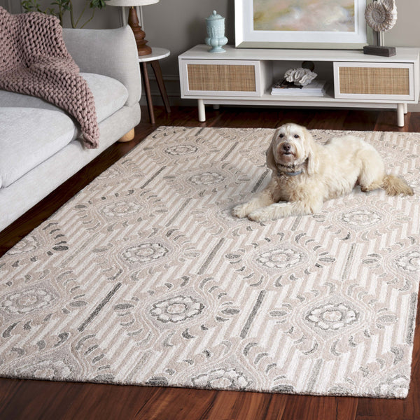 Safavieh Pine Elegant Floral Runner Rug – Luxurious Hand-tufted Design For Timeless Home Décor Appeal Beige ,Ivory 85% Wool,15% Cotton Pne405a-5