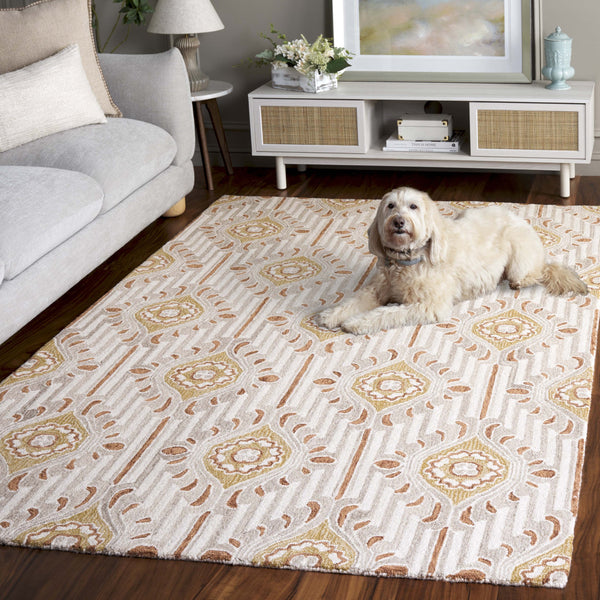 Safavieh Pine Elegant Floral Runner Rug – Luxurious Hand-tufted Design For Timeless Home Décor Appeal Beige ,Gold 85% Wool,15% Cotton Pne405d-5