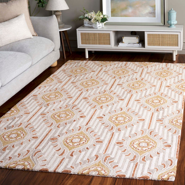 Safavieh Pine Hand-tufted Area Rug For Elegant Home Décor | Luxurious Wool & Cotton Blend With Floral Design Beige ,Gold 85% Wool,15% Cotton Pne405d-6