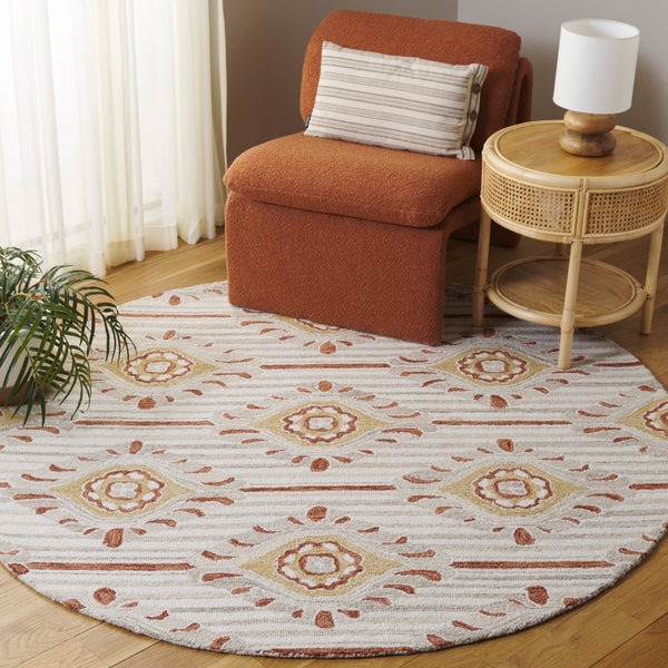 Safavieh Pine Hand-tufted Area Rug For Elegant Home Décor | Luxurious Wool & Cotton Blend With Floral Design Beige ,Gold 85% Wool,15% Cotton Pne405d-6