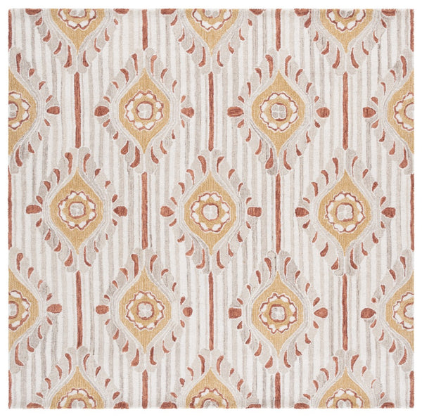 Safavieh Pine Hand-tufted Area Rug For Elegant Home Décor | Luxurious Wool & Cotton Blend With Floral Design Beige ,Gold 85% Wool,15% Cotton Pne405d-6