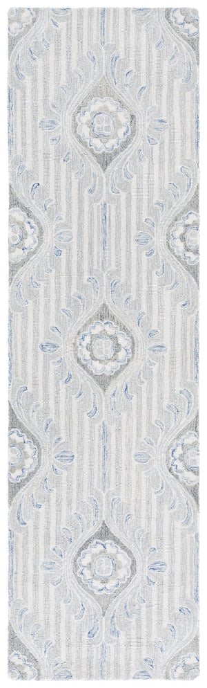 Safavieh Pine Elegant Floral Runner Rug – Luxurious Hand-tufted Design For Timeless Home Décor Appeal Light Grey ,Blue 85% Wool,15% Cotton Pne405f-28