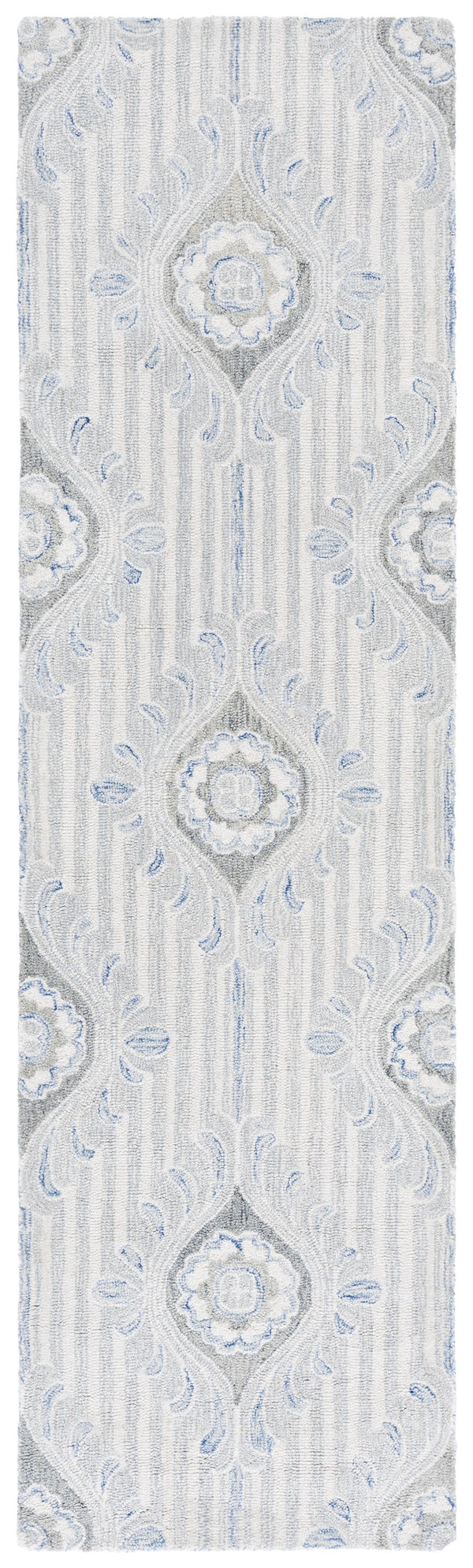 Safavieh Pine Elegant Floral Runner Rug – Luxurious Hand-tufted Design For Timeless Home Décor Appeal Light Grey ,Blue 85% Wool,15% Cotton Pne405f-28