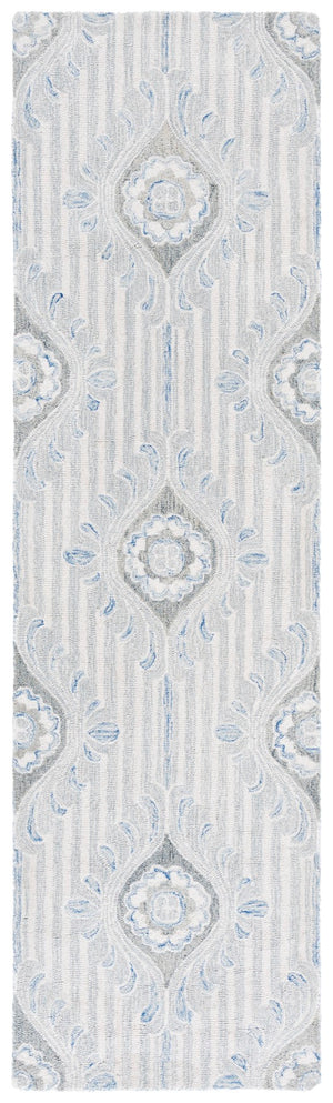 Safavieh Pine Hand-tufted Area Rug For Elegant Home Décor | Luxurious Wool & Cotton Blend With Floral Design Light Grey ,Blue 85% Wool,15% Cotton Pne405f-6