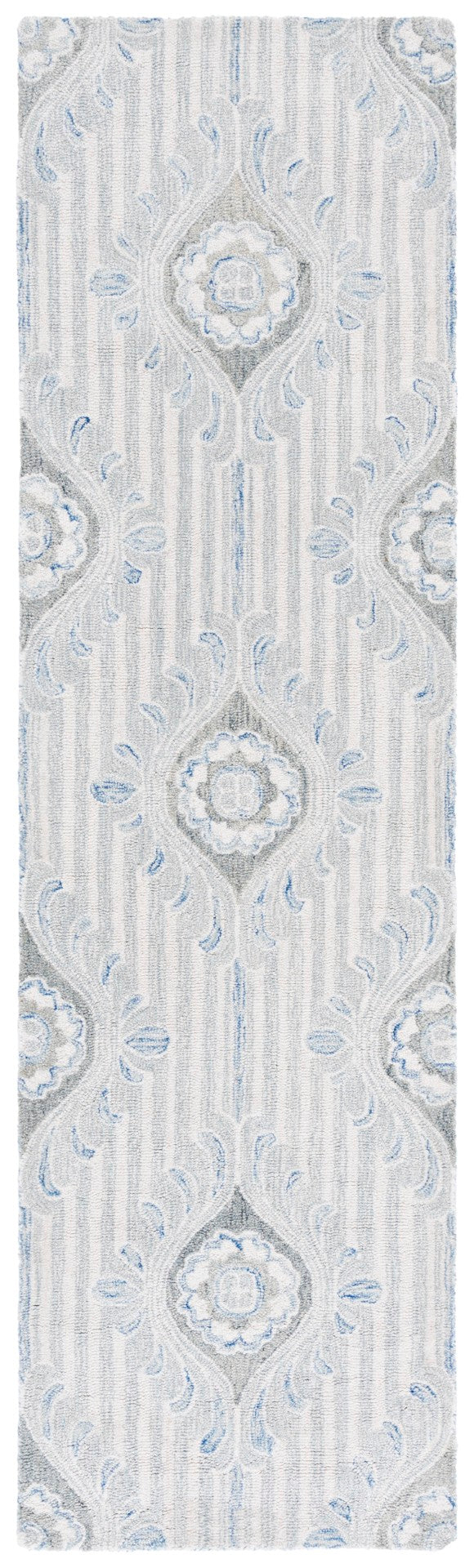 Safavieh Pine Hand-tufted Area Rug For Elegant Home Décor | Luxurious Wool & Cotton Blend With Floral Design Light Grey ,Blue 85% Wool,15% Cotton Pne405f-6