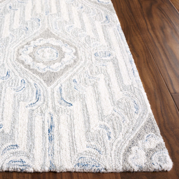 Safavieh Pine Elegant Floral Runner Rug – Luxurious Hand-tufted Design For Timeless Home Décor Appeal Light Grey ,Blue 85% Wool,15% Cotton Pne405f-5