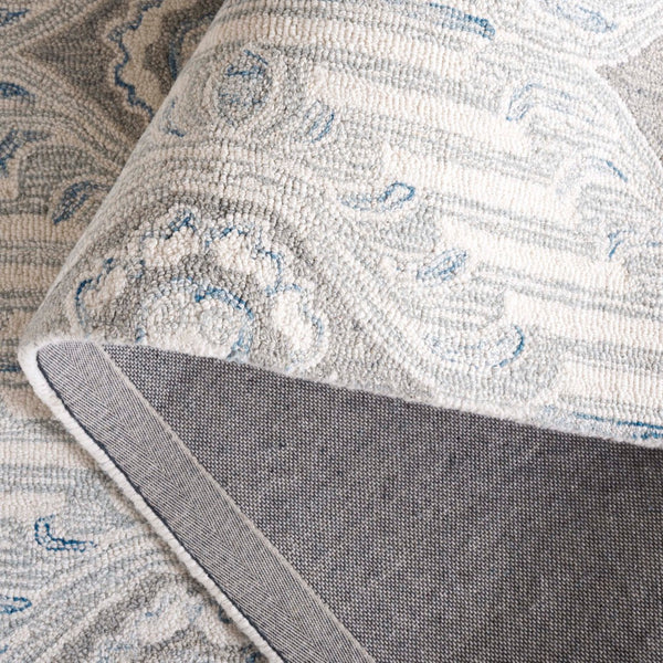 Safavieh Pine Hand-tufted Area Rug For Elegant Home Décor | Luxurious Wool & Cotton Blend With Floral Design Light Grey ,Blue 85% Wool,15% Cotton Pne405f-6