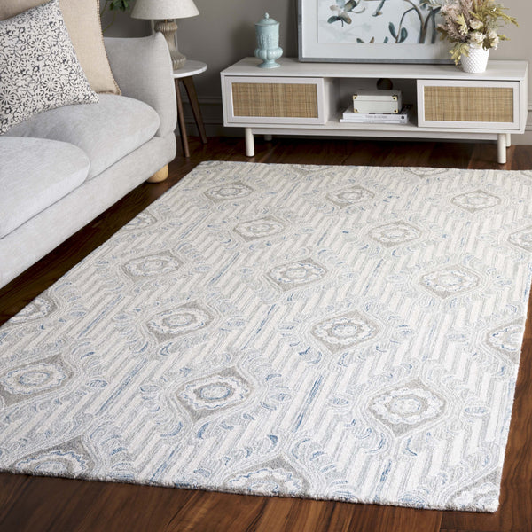 Safavieh Pine Elegant Floral Runner Rug – Luxurious Hand-tufted Design For Timeless Home Décor Appeal Light Grey ,Blue 85% Wool,15% Cotton Pne405f-5