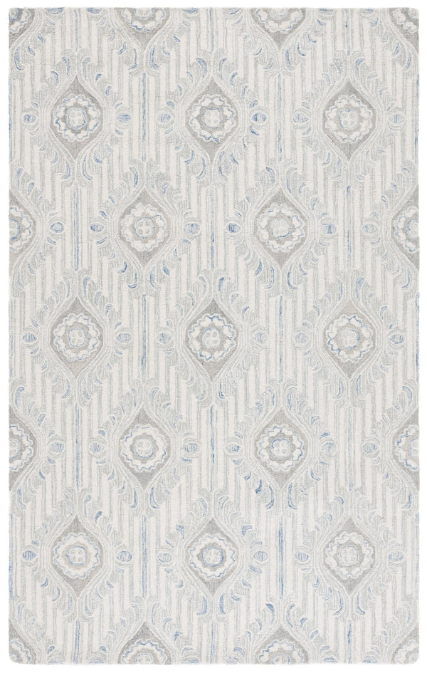 Safavieh Pine Elegant Floral Runner Rug – Luxurious Hand-tufted Design For Timeless Home Décor Appeal Light Grey ,Blue 85% Wool,15% Cotton Pne405f-5