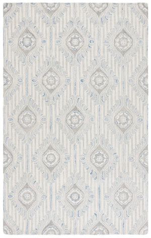 Safavieh Pine Hand-tufted Area Rug For Elegant Home Décor | Luxurious Wool & Cotton Blend With Floral Design Light Grey ,Blue 85% Wool,15% Cotton Pne405f-6