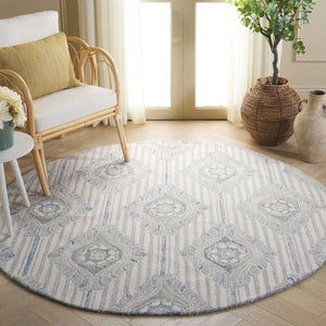 Safavieh Pine Hand-tufted Area Rug For Elegant Home Décor | Luxurious Wool & Cotton Blend With Floral Design Light Grey ,Blue 85% Wool,15% Cotton Pne405f-6
