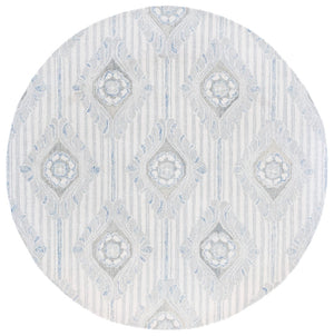 Safavieh Pine Hand-tufted Area Rug For Elegant Home Décor | Luxurious Wool & Cotton Blend With Floral Design Light Grey ,Blue 85% Wool,15% Cotton Pne405f-6