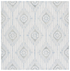 Safavieh Pine Elegant Floral Runner Rug – Luxurious Hand-tufted Design For Timeless Home Décor Appeal Light Grey ,Blue 85% Wool,15% Cotton Pne405f-6sq