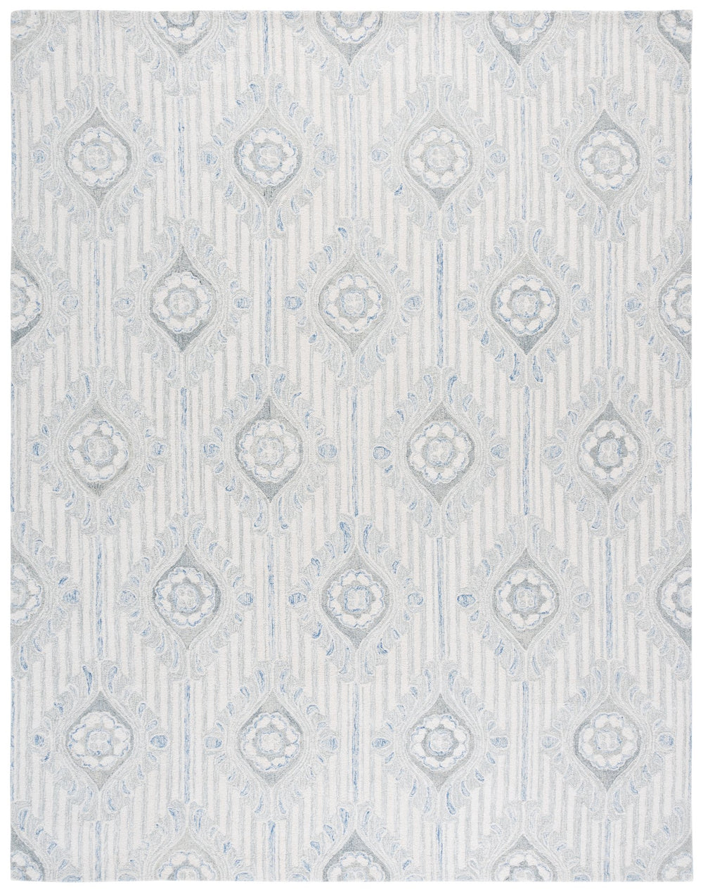 Safavieh Pine Hand-tufted Area Rug - 8x10 Feet Light Grey & Blue Floral Design For Luxurious Living Spaces Light Grey ,Blue 60% Wool,30% Viscose,10% Cotton Pne405f-8