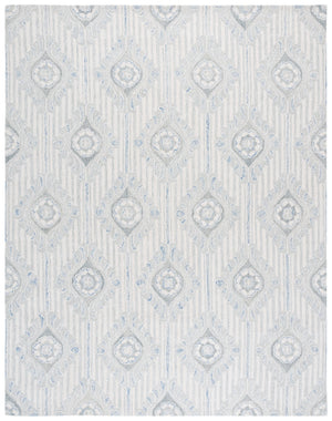 Safavieh Pine Hand-tufted Area Rug - 8x10 Feet Light Grey & Blue Floral Design For Luxurious Living Spaces Light Grey ,Blue 60% Wool,30% Viscose,10% Cotton Pne405f-8