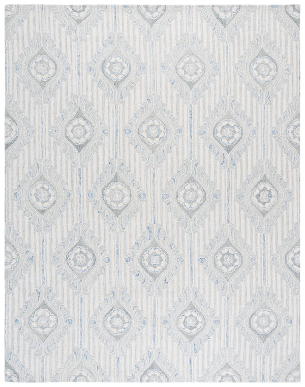 Safavieh Pine Hand-tufted Area Rug - 8x10 Feet Light Grey & Blue Floral Design For Luxurious Living Spaces Light Grey ,Blue 60% Wool,30% Viscose,10% Cotton Pne405f-8