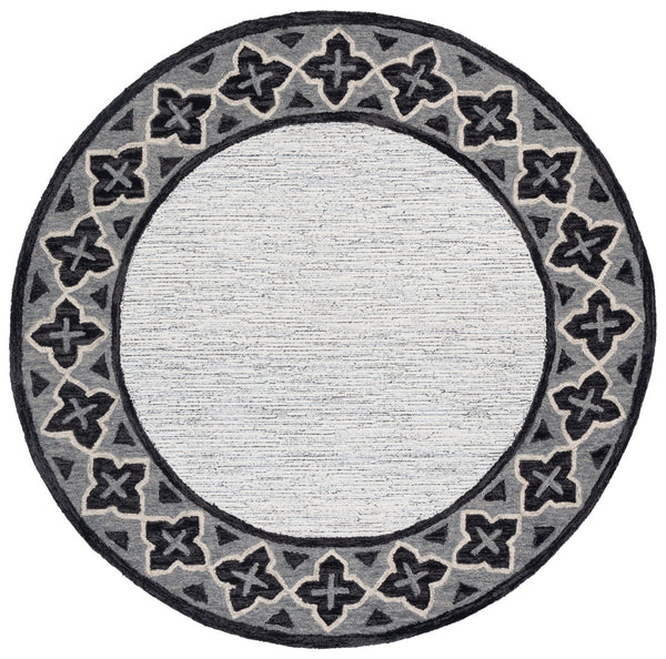 Safavieh Pine Modern Hand-tufted Area Rug - Luxurious Wool Accent For Trendy Home Decor And Style Charcoal ,Ivory Wool Pile Pne501h-6sq