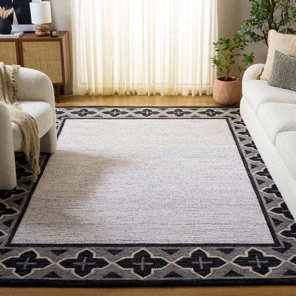 Safavieh Pine Modern Hand-tufted Area Rug - Luxurious Wool Accent For Trendy Home Decor And Style Charcoal ,Ivory Wool Pile Pne501h-6sq