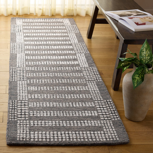 Safavieh Pine Hand-Tufted Grey Ivory Wool Rug With Subtle Geometric Motif — Durable, Plush Low-Profile Design 6'-0" x 6'-0" PNE502F-6SQ