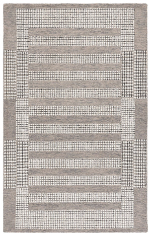 Safavieh Pine Hand-Tufted Wool Rug In Grey Ivory Geometric Motif, Low-Profile Modern Accent For Living Rooms 4'-0" x 6'-0" PNE502F-4