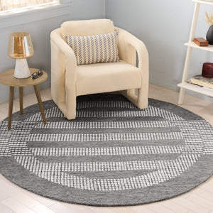 Safavieh Pine Hand-Tufted Grey Ivory Wool Rug With Subtle Geometric Motif — Durable, Plush Low-Profile Design 6'-0" x 6'-0" PNE502F-6SQ