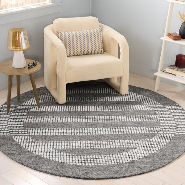 Safavieh Pine Hand-Tufted Grey Ivory Wool Rug With Subtle Geometric Motif — Durable, Plush Low-Profile Design 6'-0" x 6'-0" PNE502F-6SQ