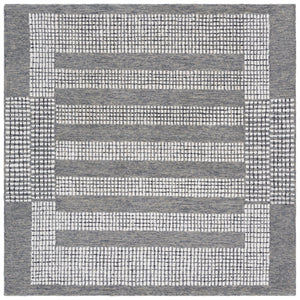 Safavieh Pine Hand-Tufted Grey Ivory Wool Rug With Subtle Geometric Motif — Durable, Plush Low-Profile Design 6'-0" x 6'-0" PNE502F-6SQ