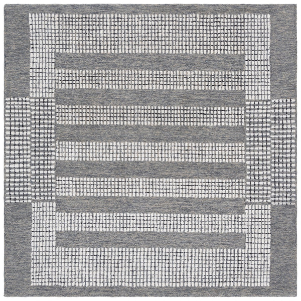 Safavieh Pine Hand-Tufted Grey Ivory Wool Rug With Subtle Geometric Motif — Durable, Plush Low-Profile Design 6'-0" x 6'-0" PNE502F-6SQ