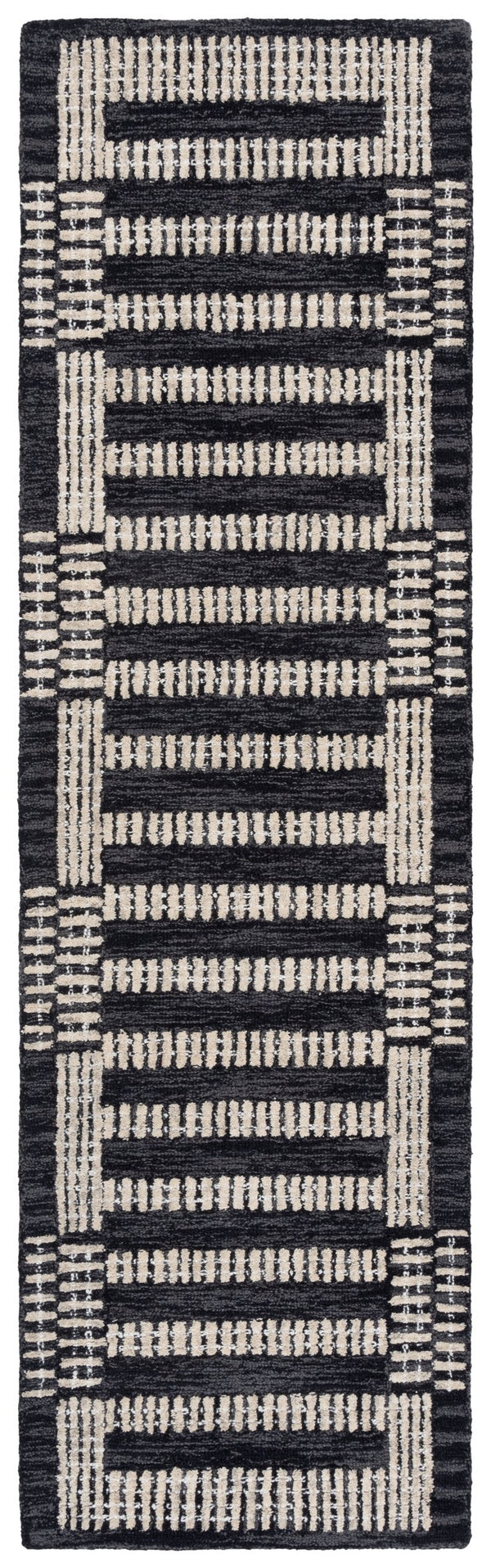 Safavieh Pine Hand-Tufted Charcoal & Ivory Wool Rug — Modern Geometric Low-Profile Design, Durable Comfort 8'-0" x 10'-0" PNE502H-8