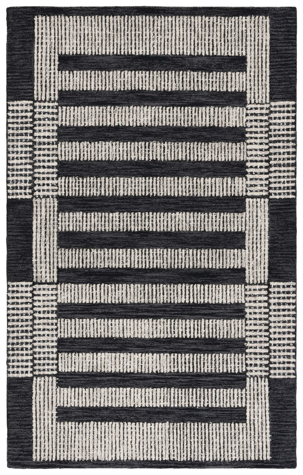 Safavieh Pine Hand-Tufted Charcoal & Ivory Wool Rug — Modern Geometric Low-Profile Design, Durable Comfort 8'-0" x 10'-0" PNE502H-8