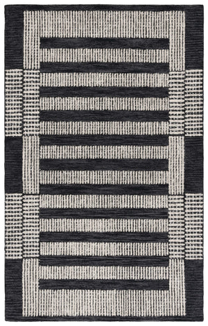 Safavieh Pine Hand-Tufted Charcoal Ivory Round Wool Rug — Geometric Modern Design, Low-Profile Softness 6'-0" x 6'-0" PNE502H-6R