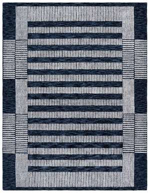 Safavieh Pine Hand-Tufted Wool Runner In Navy And Ivory Geometric — Low Profile, Durable, Luxurious Hallway Rug 2'-3" x 8'-0" PNE502N-28