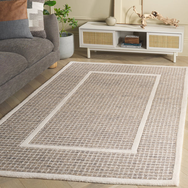 Safavieh Pine Area Rug - Hand-tufted Luxury Wool Runner For Modern Home Decor In Stylish Neutral Tones Grey ,Ivory Wool Pile Pne503f-5