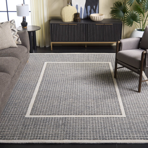 Safavieh Pine Area Rug - Hand-tufted Luxury Wool Runner For Modern Home Decor In Stylish Neutral Tones Grey ,Ivory Wool Pile Pne503f-8