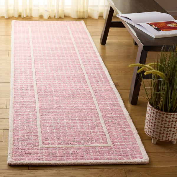 Safavieh Pine Area Rug - Hand-tufted Luxury Wool Runner For Modern Home Decor In Stylish Neutral Tones Pink ,Ivory Wool Pile Pne503u-28