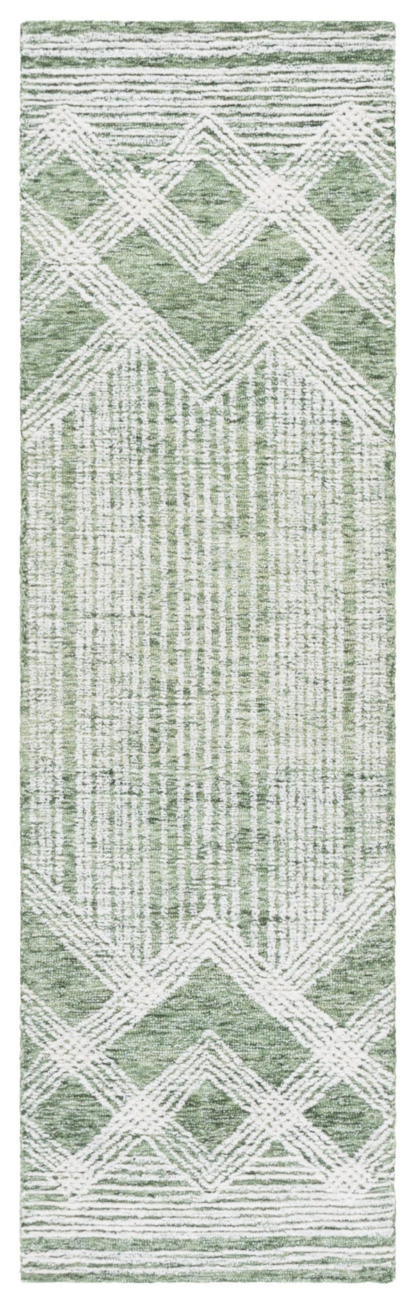 Safavieh Pine Handtufted Wool & Cotton Area Rug - Elegant Geometric Design For Timeless Home Sophistication Sage ,Ivory Wool & Cotton Pne601w-3