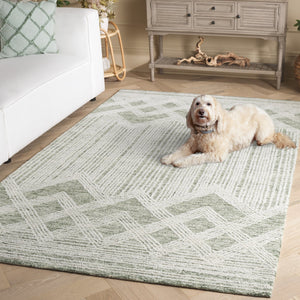 Safavieh Pine Hand-tufted Area Rug In Elegant Grey And Ivory Design – Luxurious Runner For Any Space Sage ,Ivory Wool & Cotton Pne601w-5