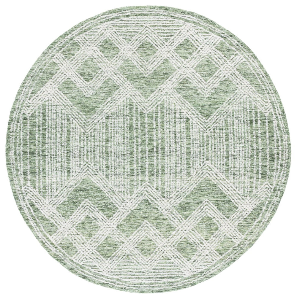 Safavieh Pine Handtufted Wool & Cotton Area Rug - Elegant Geometric Design For Timeless Home Sophistication Sage ,Ivory Wool & Cotton Pne601w-3