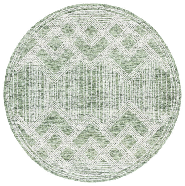 Safavieh Pine Handtufted Wool & Cotton Area Rug - Elegant Geometric Design For Timeless Home Sophistication Sage ,Ivory Wool & Cotton Pne601w-3