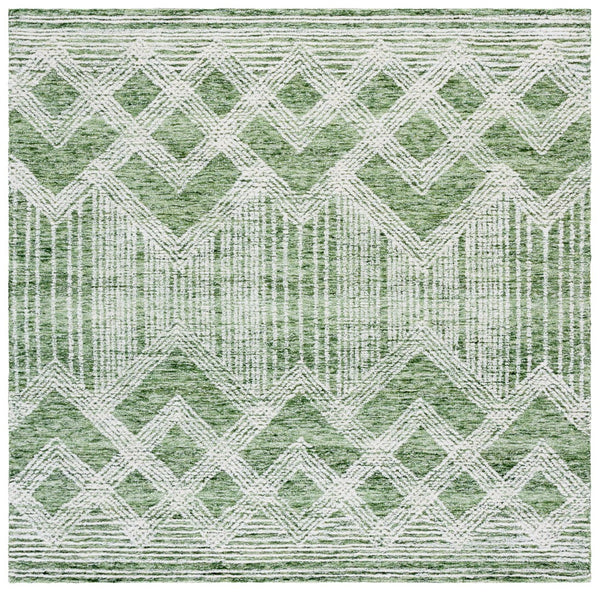 Safavieh Pine Handtufted Wool & Cotton Area Rug - Elegant Geometric Design For Timeless Home Sophistication Sage ,Ivory Wool & Cotton Pne601w-3