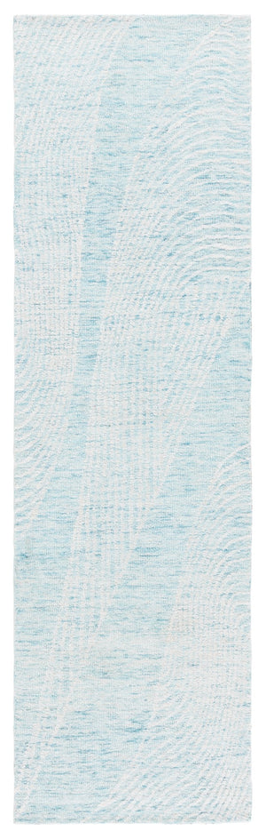 Safavieh Pine Handcrafted Wool And Cotton Runner Rug – Elegant Design For Modern Hallways And Living Spaces Turquoise ,Ivory Wool & Cotton Pne602j-28