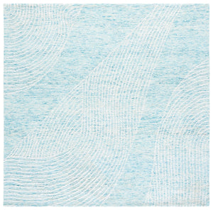 Safavieh Pine Handcrafted Wool And Cotton Runner Rug – Elegant Design For Modern Hallways And Living Spaces Turquoise ,Ivory Wool & Cotton Pne602j-6sq