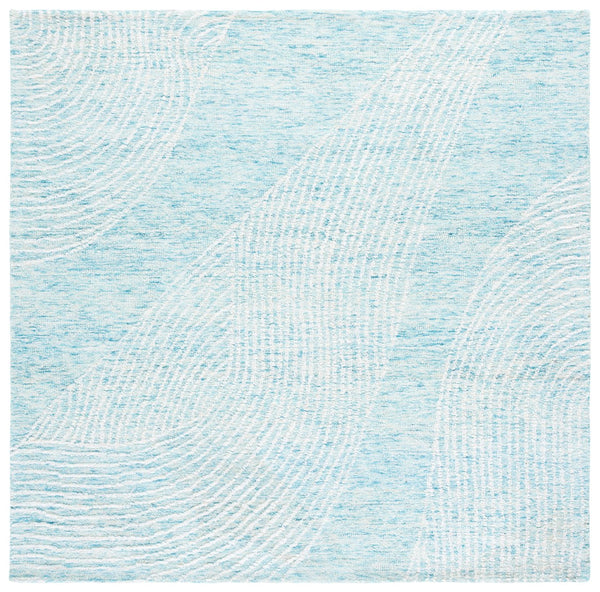 Safavieh Pine Handcrafted Wool And Cotton Runner Rug – Elegant Design For Modern Hallways And Living Spaces Turquoise ,Ivory Wool & Cotton Pne602j-6sq