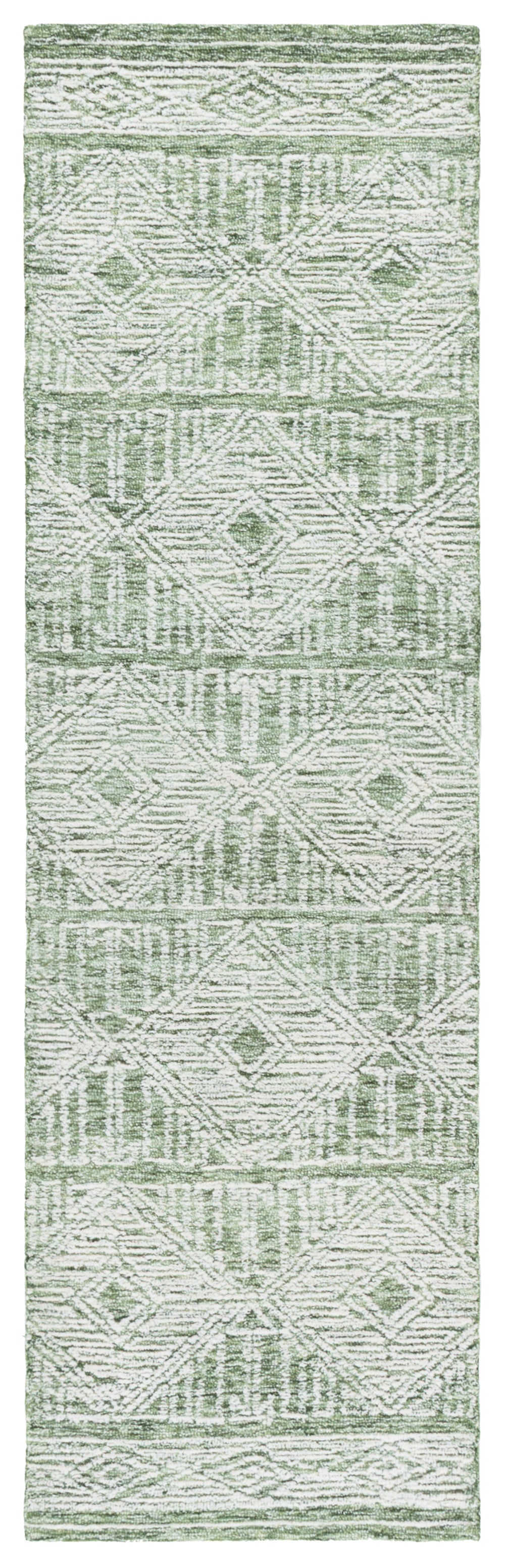Safavieh Pine Handtufted Wool And Cotton Blend Rug With Elegant Geometric Design For Luxurious Home Decor Green ,Ivory Wool & Cotton Pne603y-4