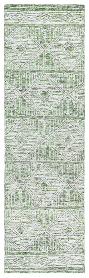 Safavieh Pine Handtufted Wool And Cotton Blend Rug With Elegant Geometric Design For Luxurious Home Decor Green ,Ivory Wool & Cotton Pne603y-4
