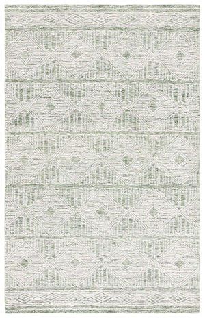 Safavieh Pine Handtufted Wool And Cotton Runner - Luxurious Geometric Design For Elegant Home Accents Green ,Ivory Wool & Cotton Pne603y-5