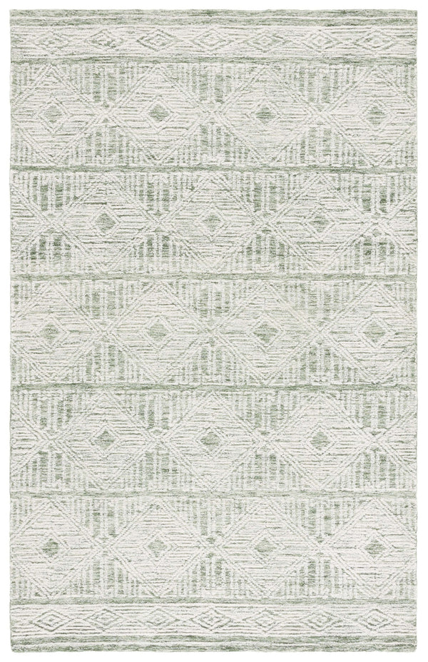 Safavieh Pine Handtufted Wool And Cotton Runner - Luxurious Geometric Design For Elegant Home Accents Green ,Ivory Wool & Cotton Pne603y-5